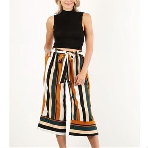 Plus Size High Waisted Wide Leg Capri